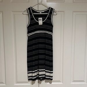 Max Studio Black and White Striped Midi Dress